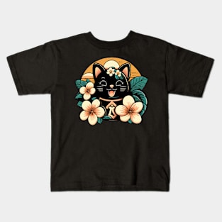 Midnight Hawaii Cat Kids T-Shirt